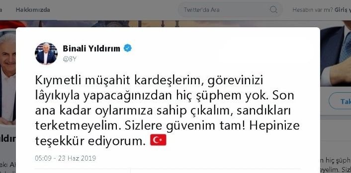 Binali Yıldırım’dan ’sandıkları terk etmeme’ çağrısı