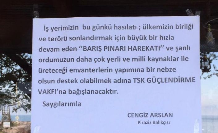 Hasılatını Barış Pınarı Harekatı’na destek için bağışladı