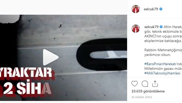 Selçuk Bayraktar: "Teknik ekibimizle birlikte AKINCI’nın uçuşu sonrasında arazideki ekiplerimize katılacağız"