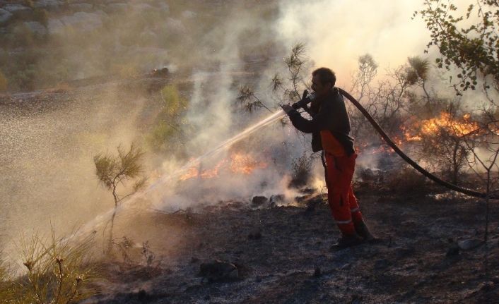 Silifke’de otluk alanda çıkan yangın evleri teğet geçti