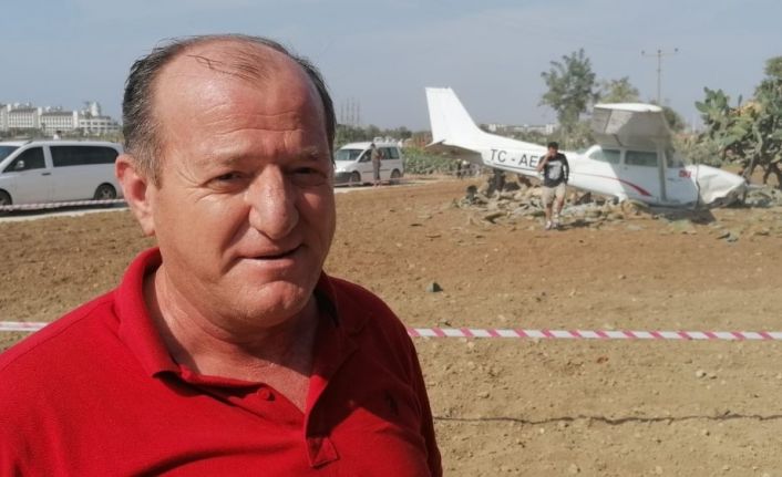 Yoldan çıkan uçağın pilotu: "Hava akımıyla uçak yolun soluna savruldu ve ağaçlara çarparak durdu"