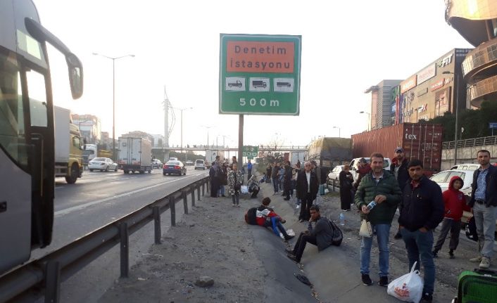 TEM otoyolunda yolcu otobüsünde korkutan yangın