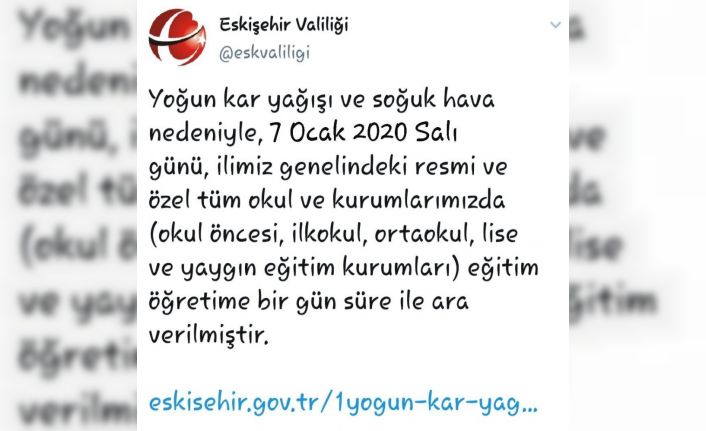 Eskişehir’de sahte hesaptan kar tatili mesajı atıldı