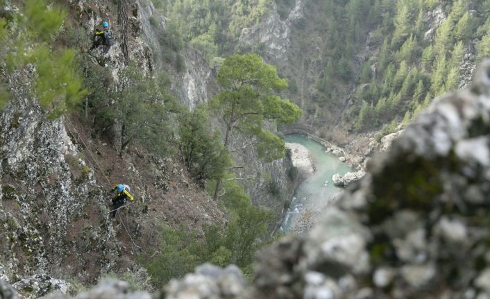 Kayalıklarda 2 gün mahsur kalan 6 keçi 8 saatlik operasyonla kurtarıldı