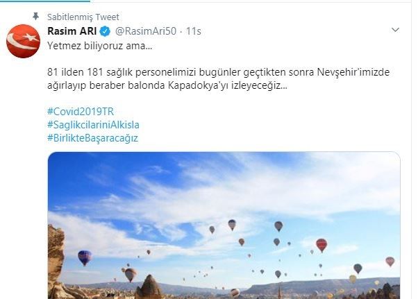 Belediye Başkanı Arı, 81 ilden 181 sağlık personeline balon hediye edecek