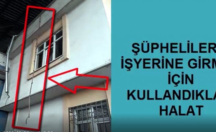 Halatla tırmandıkları iş yerini soydular