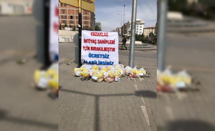 Hayırsever ihtiyaç sahipleri için 9 noktaya 500 adet yardım paketi bıraktı