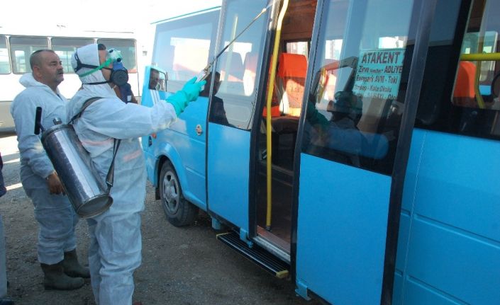 Keşan’da toplu taşıma araçları dezenfekte ediliyor