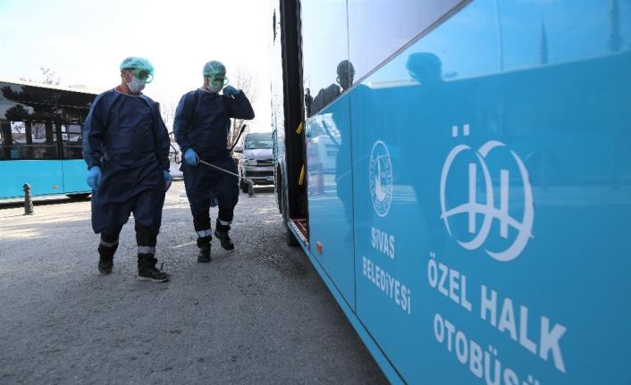 Sivas’ta halk otobüslerinde virüs önlemi