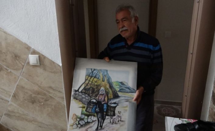 112’den malzeme siparişi veren 65 yaş üstü ressam, ekiplere tablo hediye etmek istedi