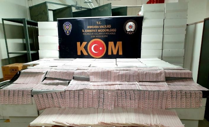 Ankara’da 26 bin 650 mükerrer TAPDK bandrolü ve 1 milyon makaron ele geçirildi