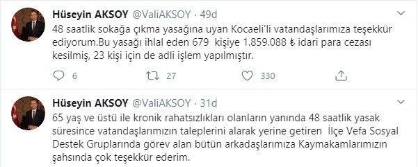 Kocaeli’de sokağa çıkma yasağına uymayanlara 1 milyon 859 bin 88 TL ceza kesildi
