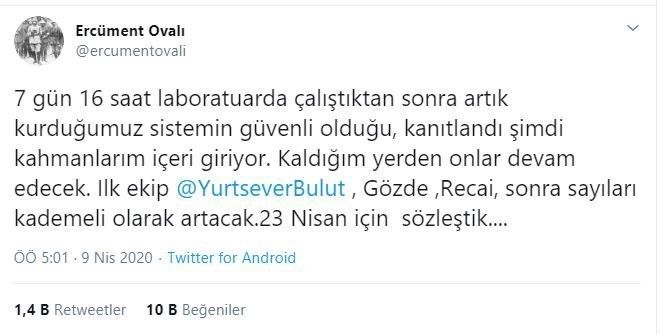 Korona virüs aşısı için çalışan Prof. Dr. Ovalı’dan heyecanlandıran paylaşım