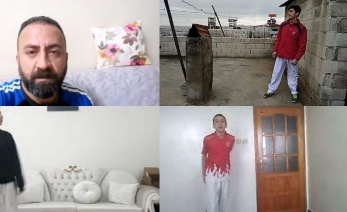 Şahinbeyli tekvandocular evde çalışıyorlar