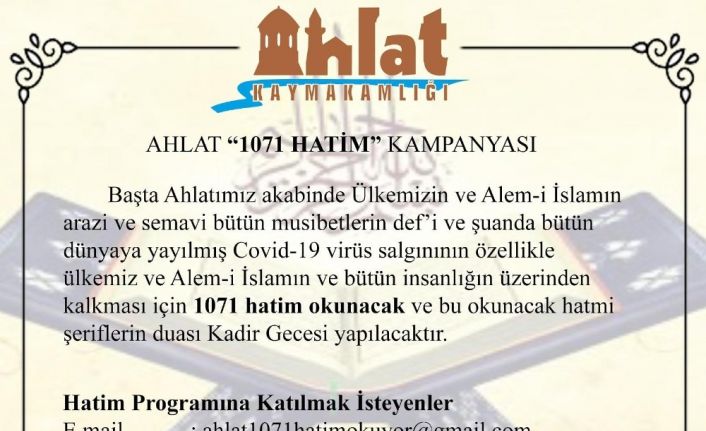 Ahlat’ta 1071 hatim kampanyası
