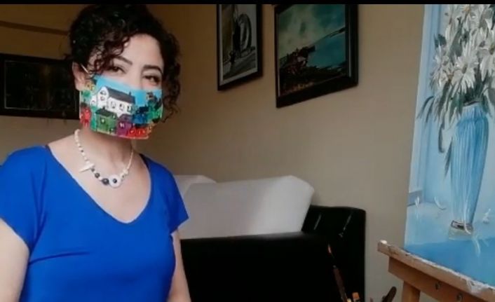 Güzel Sanatlar lisesi öğretmen ve öğrencileri evde sanatlarını boyadıkları maskelerle yapıyor