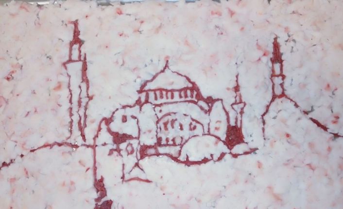 Et ve yağlarla Ayasofya-i Kebir Cami-i Şerifi resmetti
