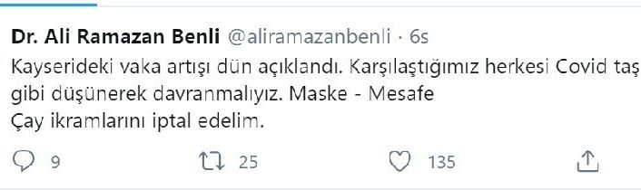 İl Sağlık Müdürü Benli uyardı, "Herkesi Covid taşıyormuş gibi düşünerek davranmalıyız"