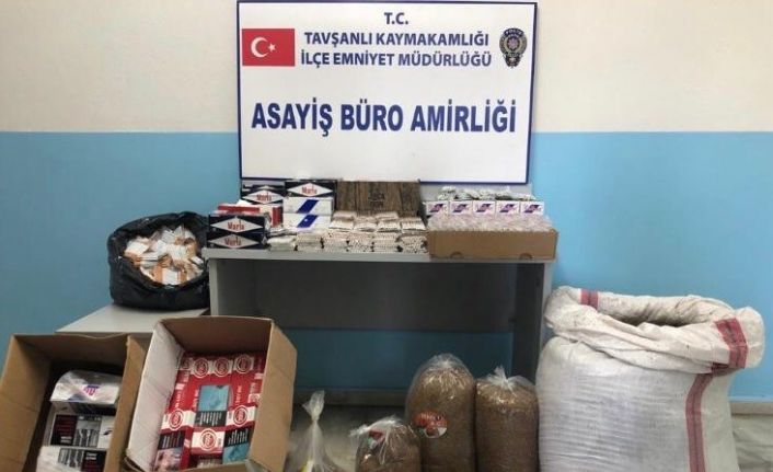 Tavşanlı’da makaron ve tütün ele geçirildi