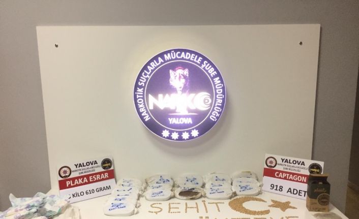 Yalova’da 3 kilo esrar ve çok miktarda uyuşturucu hap ele geçirildi