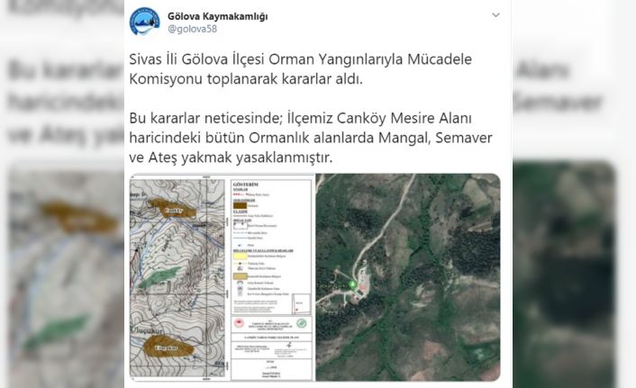 Gölova ilçesinde ormanlık alanlarda da mangal, semaver ve ateş yakmak yasaklandı