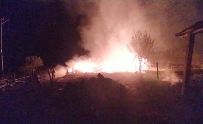 Kastamonu’da çıkan yangında 5 samanlık ve 500 balya saman küle döndü