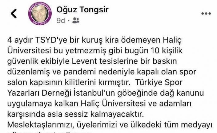 Oğuz Tongsir: "10 kişilik bir grup spor salonunun kilitlerini kırdı"