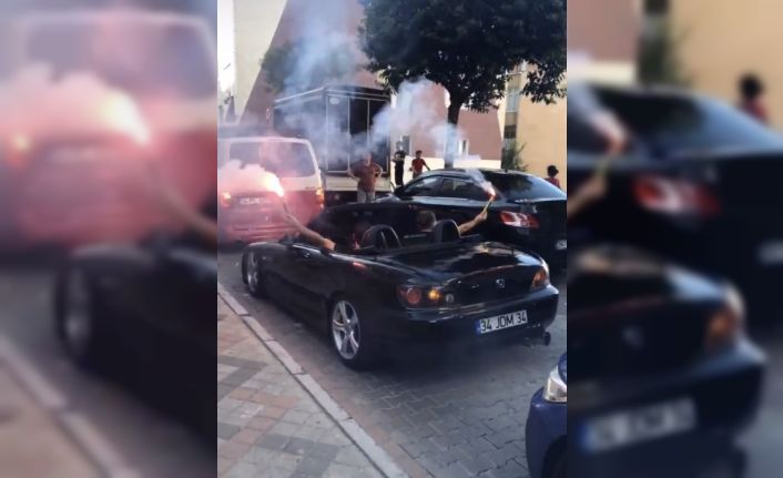 (Özel) İstanbul’da silahlı, çakarlı ve kuralsız düğün konvoyu terörü kamerada