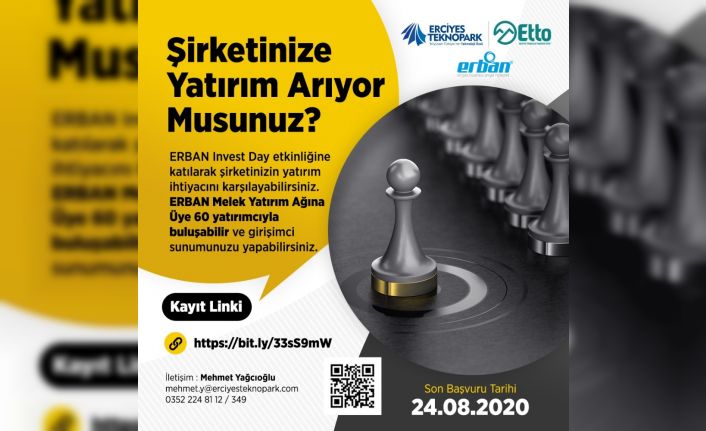 Teknoloji Tabanlı Girişimlerine Yatırım Arayanları Erciyes Teknopark ERBAN Invest Day Etkinliğine Davet Ediyor