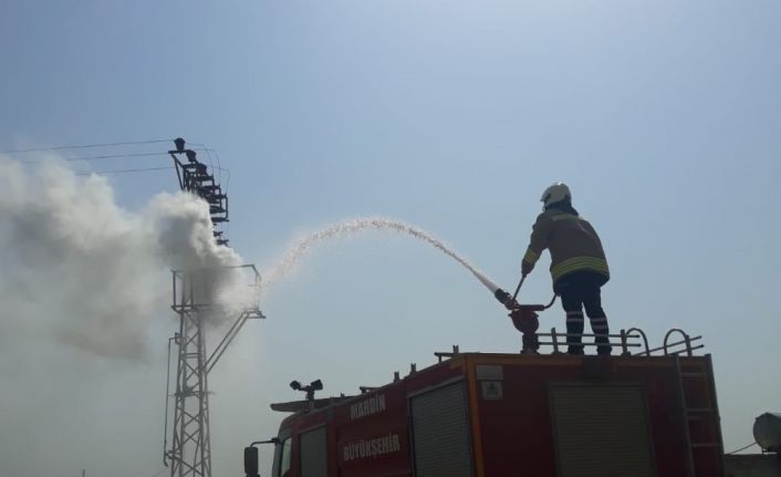 Trafoda çıkan yangını itfaiye ekipleri söndürdü