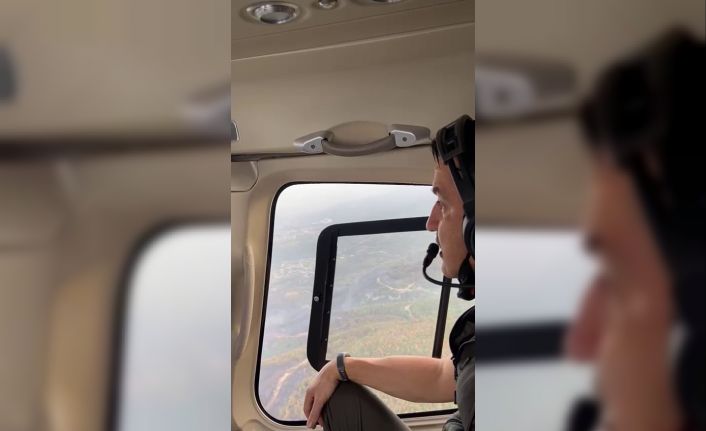 Bakan Pakdemirli helikopterle yangın bölgesini inceledi