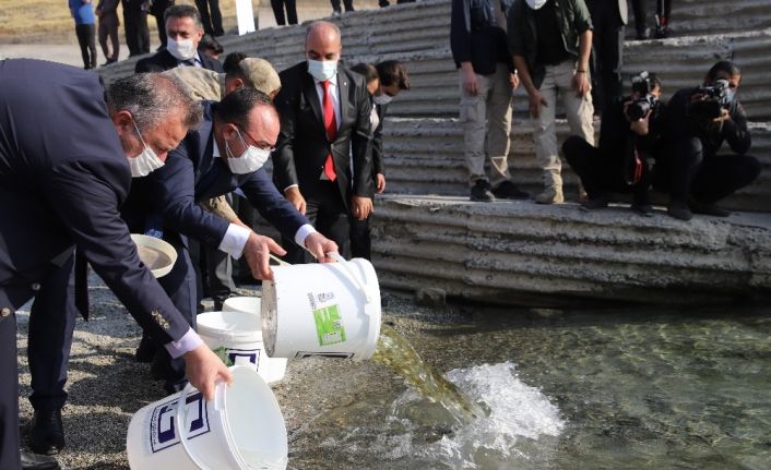 Cumhuriyet’in 97. yılı anısına Keban Barajı’na 970 bin adet balık yavrusu bırakıldı