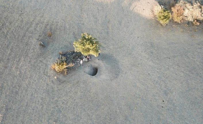 Kaçak kazıya drone ile baskın