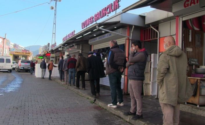 15 liradan satılan hamsinin kilosunun 3 TL’ye düştüğünü duyunca balıkçıya akın ettiler