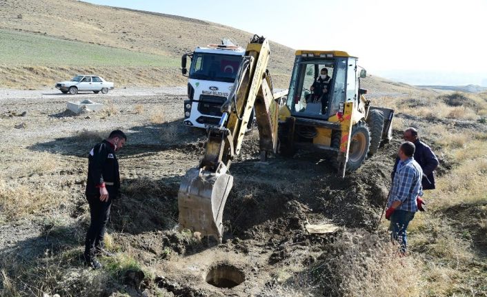 Foseptik çukuruna düşen eşek kurtarıldı