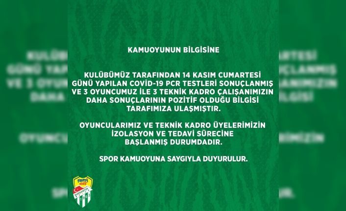 Frutti Extra Bursaspor’da 6 kişinin daha Covid-19 testi pozitif çıktı