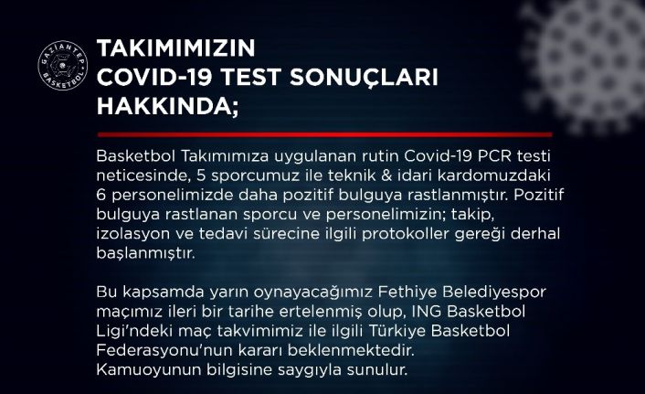 Gaziantep Basketbol’a korona virüs şoku