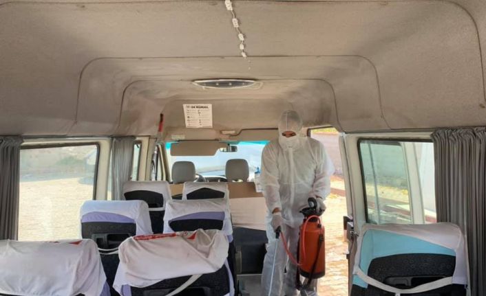 Keskin’de toplu taşıma araçları dezenfekte ediliyor