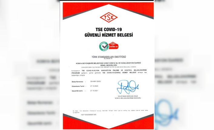 KOSKİ Covid-19 belgesini alan ilk su ve kanalizasyon idaresi oldu