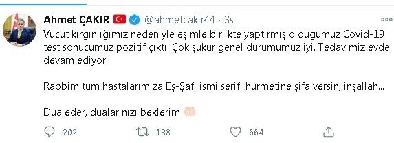 Milletvekili Çakır ve eşi koronaya yakalandı