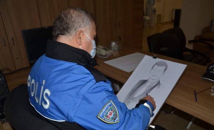 Şehit olan öğretmenlerin portresine çizen polis, Öğretmenler Günü’nde ailelerine hediye etti