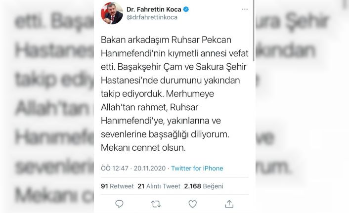 Ticaret Bakanı Ruhsar Pekcan’ın annesi vefat etti