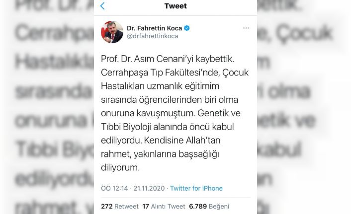 Tıp dünyası ve ülkemizin acı kaybı...Prof. Dr. Asım Cenani hayatını kaybetti