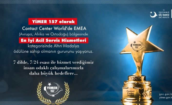 YİMER 157, En İyi Acil Servis Hizmetleri Ödülü kategorisinde altın madalya kazandı