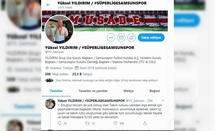 Başkan Yıldırım: “Ertuğrul Sağlam ile takım ruhunu inşa etme çalışmasına başladık”