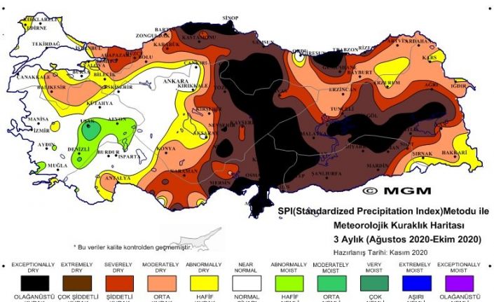 Meteorolojinin korkutan kuraklık haritası: Orta Karadeniz olağanüstü ve çok şiddetli kuraklık riskinde
