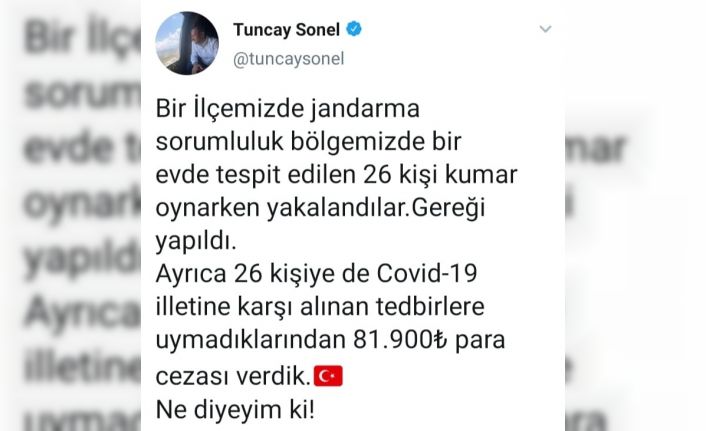 Ordu’da kumar oynayan 26 kişiye 81 bin 900 lira ceza