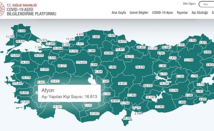 Afyonkarahisar’da Covit-19 aşısı yapılan kişi sayısı 16 bin 613’u ulaştı
