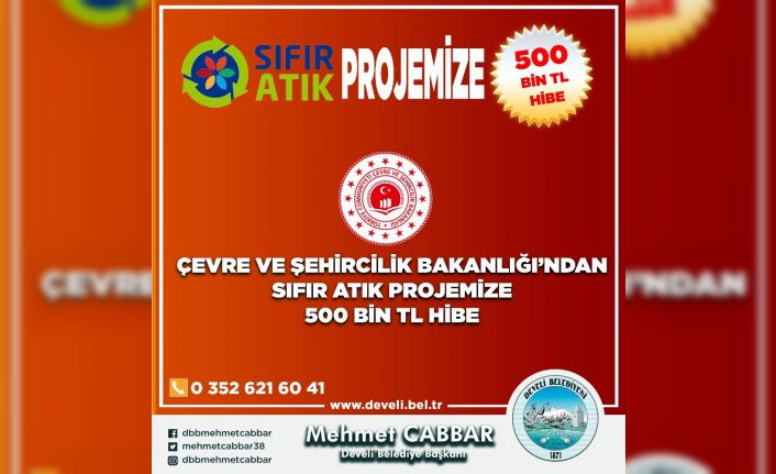 Çevre ve Şehircilik Bakanlığı’ndan Develi Belediyesi’ne 600 bin TL sıfır atık hibesi