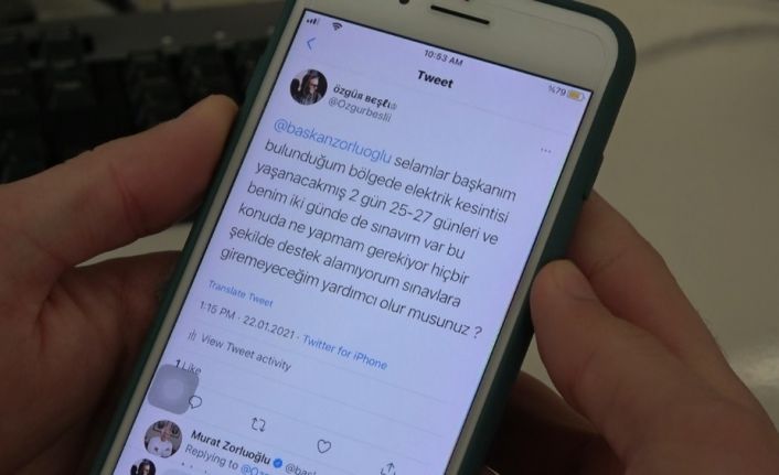 Elektriksiz kalan üniversite öğrencisinin talebini geri çevirmediler, jenatör ile imdadına yetiştiler